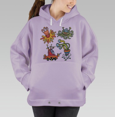 Космические дудлики З.О, Hoodie Oversize Fiolet