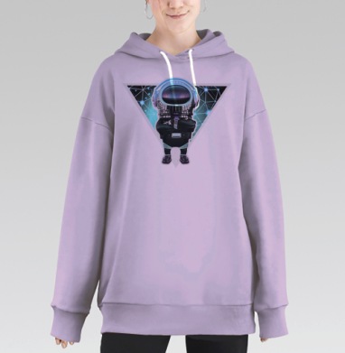 Космонавт в футуристическом скафандре с наушниками, Hoodie Long Oversize Fiolet