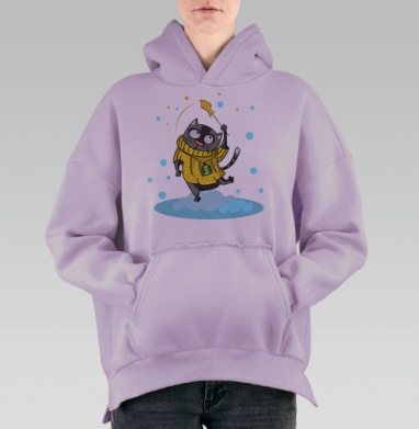 Кот, исполняющий желания, Hoodie Oversize Fiolet, утепленная