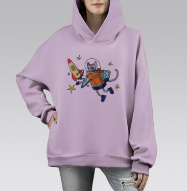 Котонавт Алексей, Hoodie Mono Fiolet, оверсайз, утепленная
