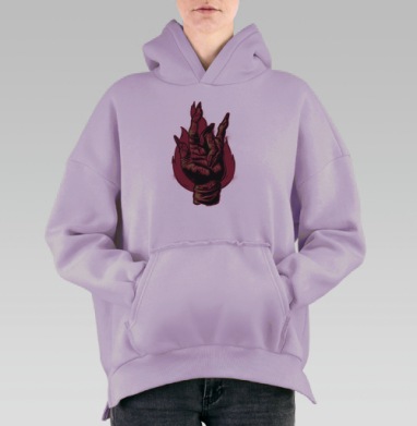 Коза чернокнижника., Hoodie Oversize Fiolet, утепленная