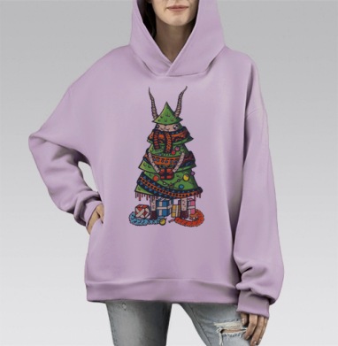 Козлоёлка, Hoodie Mono Fiolet, оверсайз, утепленная