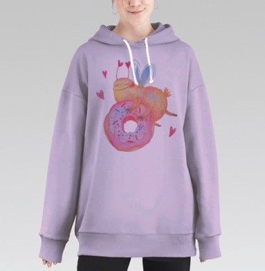 Козявочка с пончиком, Hoodie Long Oversize Fiolet