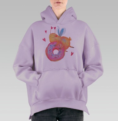 Козявочка с пончиком, Hoodie Oversize Fiolet, утепленная