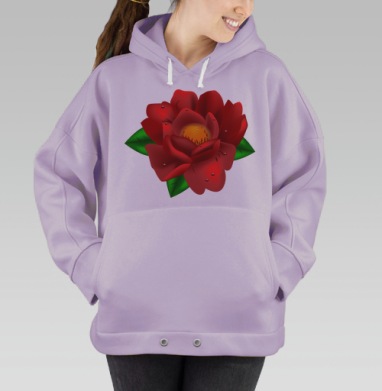 Красный цветок пион, Hoodie Oversize Fiolet