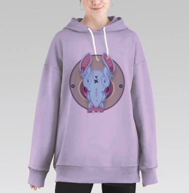 КРОЛИК С ПУРПУРНЫМИ ГЛАЗАМИ, Hoodie Long Oversize Fiolet