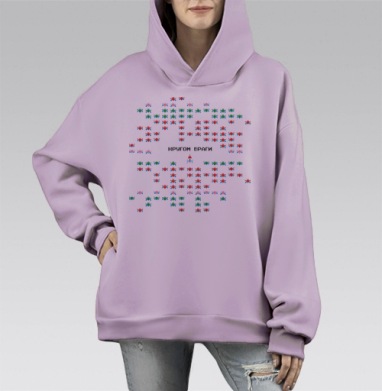 Кругом враги!, Hoodie Mono Fiolet, оверсайз, утепленная