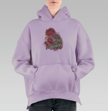 Курочка в цветах, Hoodie Oversize Fiolet, утепленная