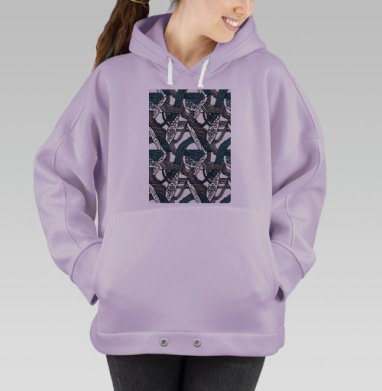 Лагуна,абстрактная графика, Hoodie Oversize Fiolet
