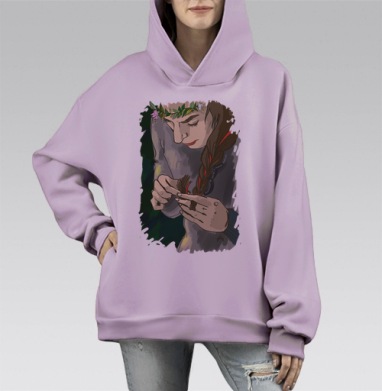 Лента в волосах, Hoodie Mono Fiolet, оверсайз, утепленная
