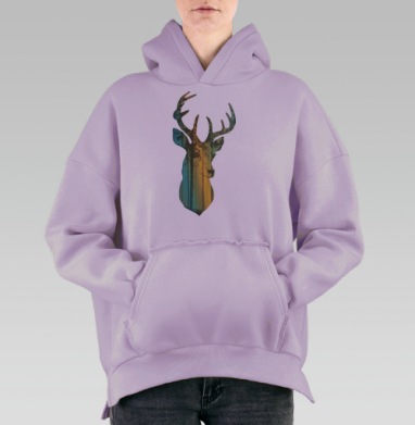 Лес в олене, Hoodie Oversize Fiolet, утепленная
