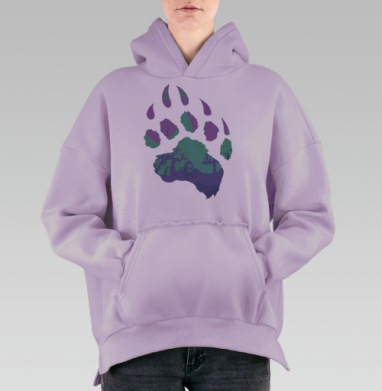 Лесной след, Hoodie Oversize Fiolet, утепленная