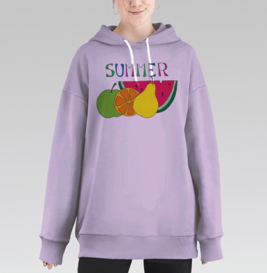 Лето и фрукты, Hoodie Long Oversize Fiolet