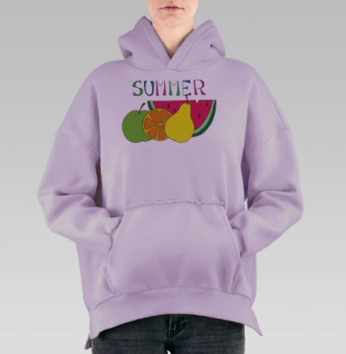 Лето и фрукты, Hoodie Oversize Fiolet, утепленная