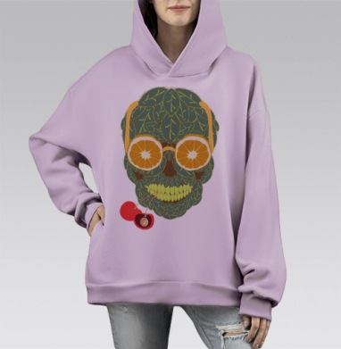 Life is beautiful / Жизнь прекрасна, Hoodie Mono Fiolet, оверсайз, утепленная