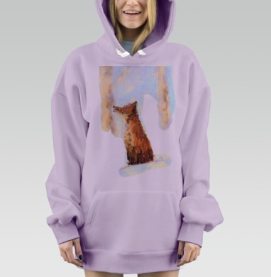 Лис на снегу, Hoodie Mjhigh Dig Mel, Fiolet, утепленная