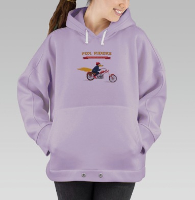 Лиса-гонщик на винтажном мотоцикле в кедах, Hoodie Oversize Fiolet