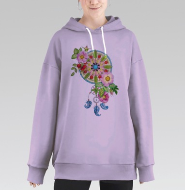 Ловец снов. Мандала., Hoodie Long Oversize Fiolet