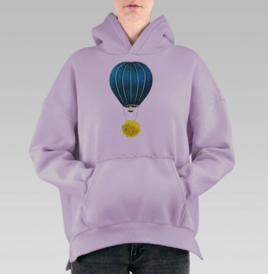 Луна летит, Hoodie Oversize Fiolet, утепленная