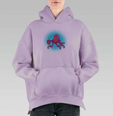 Люблю колу, Hoodie Oversize Fiolet, утепленная