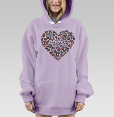 Любовь к кофе и сладостям в стиле сердца, Hoodie Mjhigh Dig Mel, Fiolet, утепленная