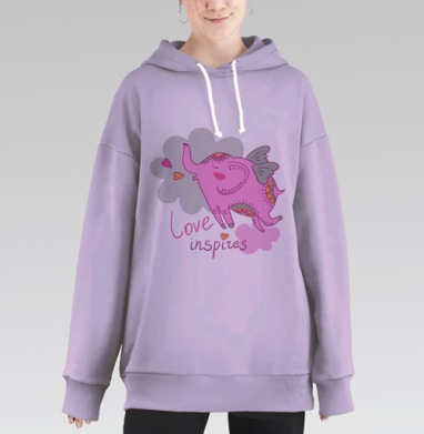 Любовь окрыляет, Hoodie Long Oversize Fiolet