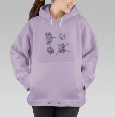 Любовь зла чёрно-белый, Hoodie Oversize Fiolet