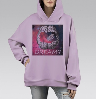 Магия мечтаний в космосе мысли, Hoodie Mono Fiolet, оверсайз, утепленная