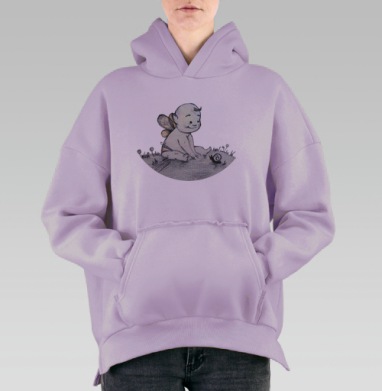 Малыш на траве, Hoodie Oversize Fiolet, утепленная