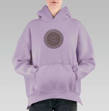 Мандала голд, Hoodie Oversize Fiolet, утепленная