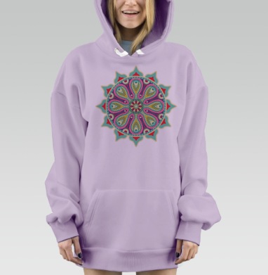 Мандала узор, Hoodie Mjhigh Dig Mel, Fiolet, утепленная