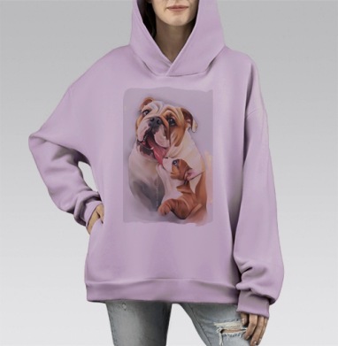 Материнская любовь, Hoodie Mono Fiolet, оверсайз, утепленная