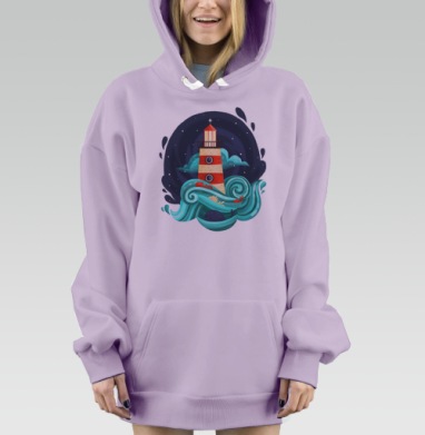 Маяк и море, Hoodie Mjhigh Dig Mel, Fiolet, утепленная