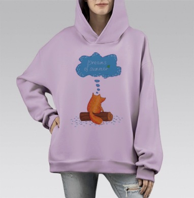 Мечты о лете, Hoodie Mono Fiolet, оверсайз, утепленная