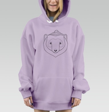 Медведь в красной шапке, Hoodie Mjhigh Dig Mel, Fiolet, утепленная