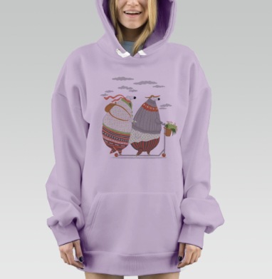 Медведи в уютной одежде на прогулке, Hoodie Mjhigh Dig Mel, Fiolet, утепленная