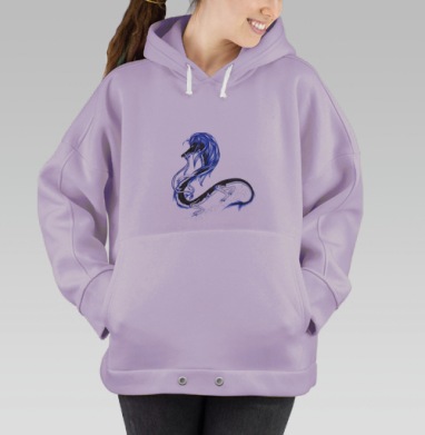 Мифический дракон в синем сиянии фантазии, Hoodie Oversize Fiolet