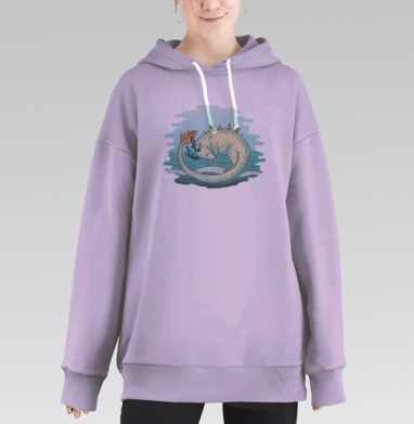 Мифическое существо в акварели — гармония с природой, Hoodie Long Oversize Fiolet