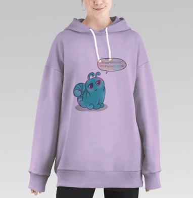 Милое мультяшное существо с загадочным языком, Hoodie Long Oversize Fiolet