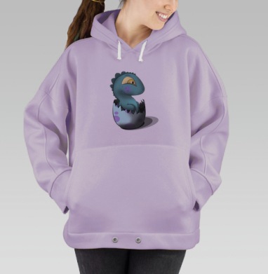 Милый синий ящеронок из яйца – символ надежды, Hoodie Oversize Fiolet