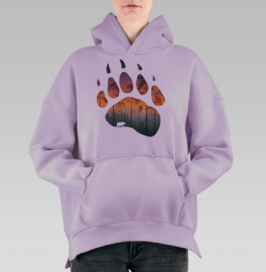 Мишка в лесу, Hoodie Oversize Fiolet, утепленная