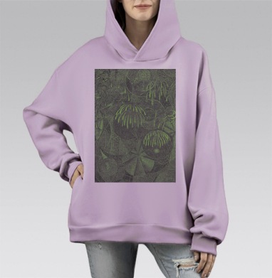 Мистерия космических точек и линий, Hoodie Mono Fiolet, оверсайз, утепленная