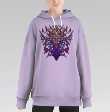 Мистическая абстрактная маска природы и механики, Hoodie Long Oversize Fiolet