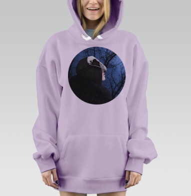 Мистическая фигура в маске птичьего черепа, Hoodie Mjhigh Dig Mel, Fiolet, утепленная