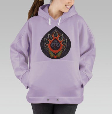 Мистическая капля с тремя глазами и этническими узорами, Hoodie Oversize Fiolet