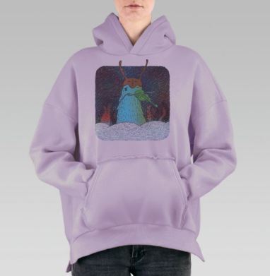 Мистическая улитка-скрипач в фэнтези стиле, Hoodie Oversize Fiolet, утепленная