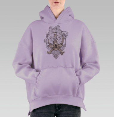 Мистический череп с глазом судьбы, Hoodie Oversize Fiolet, утепленная