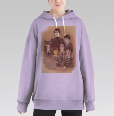 Мистический портрет семьи с ритуальным макияжем, Hoodie Long Oversize Fiolet