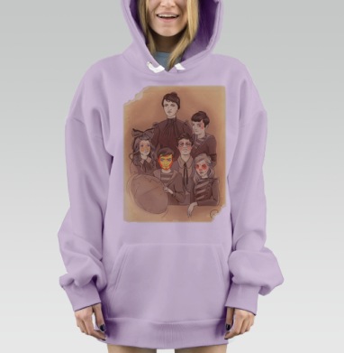 Мистический портрет семьи с ритуальным макияжем, Hoodie Mjhigh Dig Mel, Fiolet, утепленная