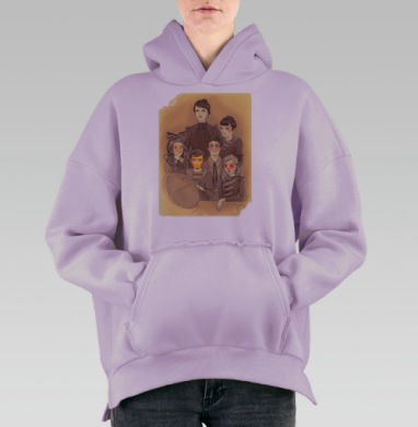 Мистический портрет семьи с ритуальным макияжем, Hoodie Oversize Fiolet, утепленная